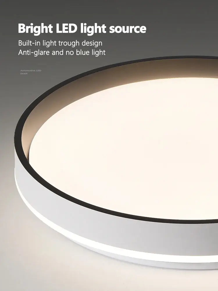 Modern wood led ceiling lamp with sleek white and black frame featuring decorbites led ceiling anti-glare design