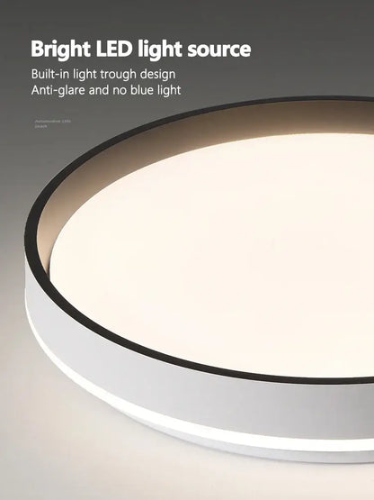 Modern wood led ceiling lamp with sleek white and black frame featuring decorbites led ceiling anti-glare design