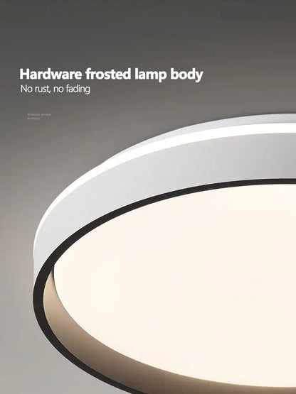 Modern wood led ceiling lamp featuring a circular frosted white body with black trim for bedroom decorbites led ceiling