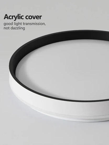 Modern wood led ceiling lamp with circular white acrylic cover and black rim for bedroom decorbites led ceiling lighting
