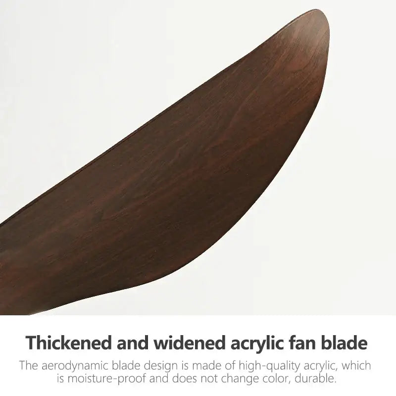 A sleek dark brown thickened acrylic ceiling fan blade with glossy finish for modern spaces and remote control use