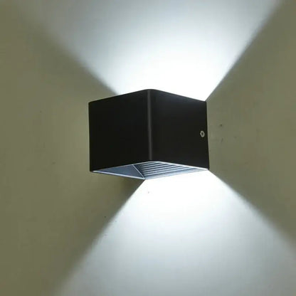 Black square wooden cube led wall light with sleek modern design and angled illumination for bedroom decorbites led wall use