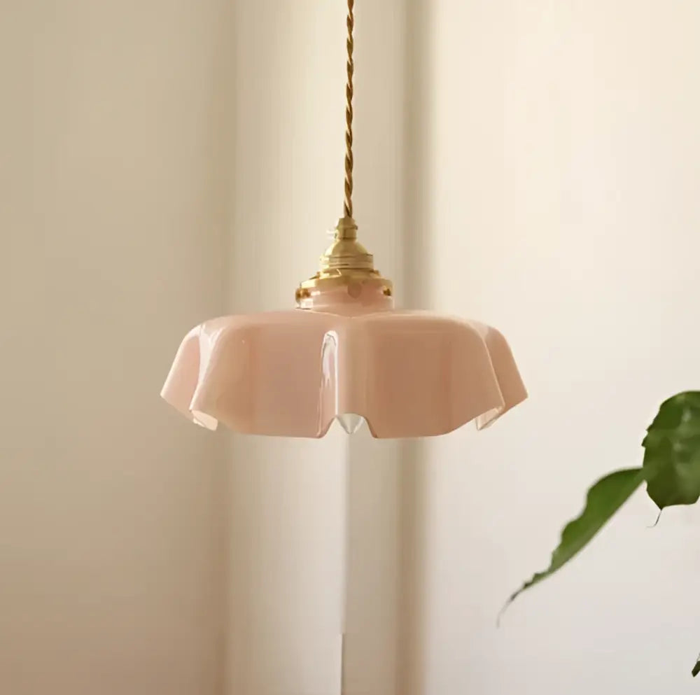 Modern wooden cube led wall sconce with delicate pink glass pendant and brass hardware for bedroom decorbites led wall light