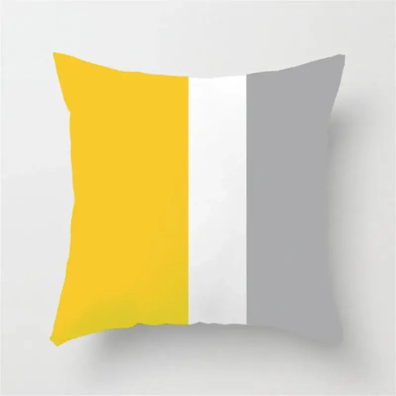 Modern yellow and gray geometric stripe pillowcase with bold vertical stripes for stylish living room decorbites geometric stripe design