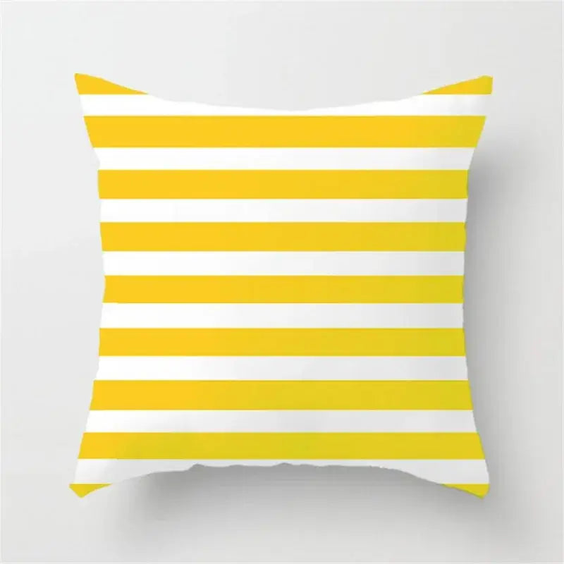 Modern yellow and gray geometric stripe pillowcase with bold yellow and white stripes for living room decorbites decorbites geometric stripe