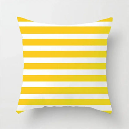 Modern yellow and gray geometric stripe pillowcase with bold yellow and white stripes for living room decorbites decorbites geometric stripe
