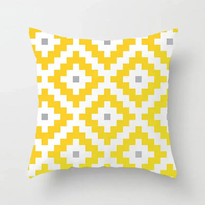 Modern yellow and gray geometric stripe pillowcase with bold decorbites geometric pattern for living room decor