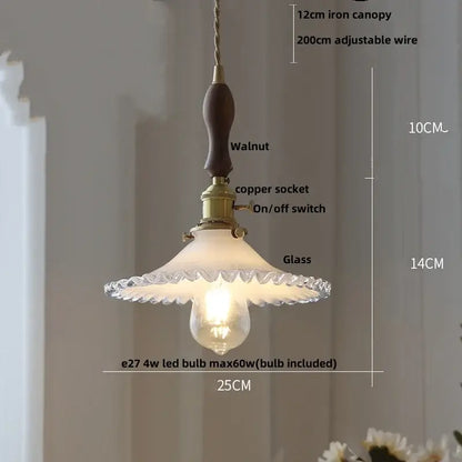 Modern yellow conical pendant light with decorbites copper knob iron socket and frosted glass shade for kitchens