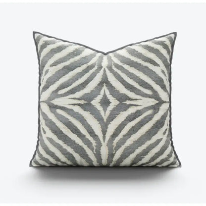 Modern zebra pattern pillow cover in gray and cream textured fabric for decorbites gold zebra living room decor