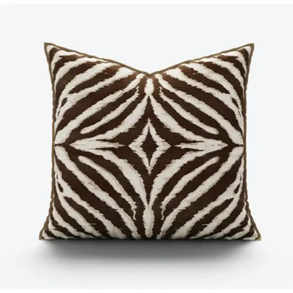 Brown and cream zebra pattern pillow cover with plush textured fabric for modern living room decorbites gold zebra style