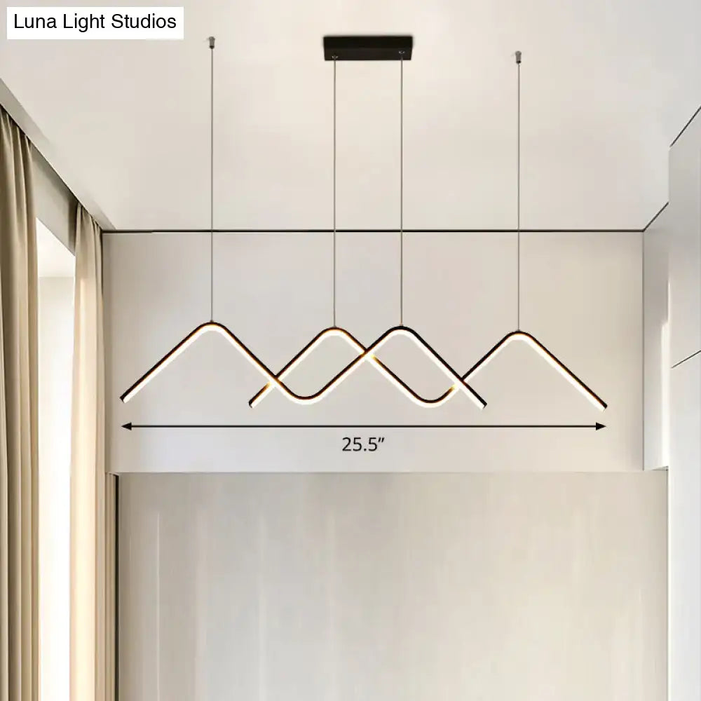 Modern minimalist led ceiling lamp by decorbites with sleek black metal frame and warm white mountain-shaped design