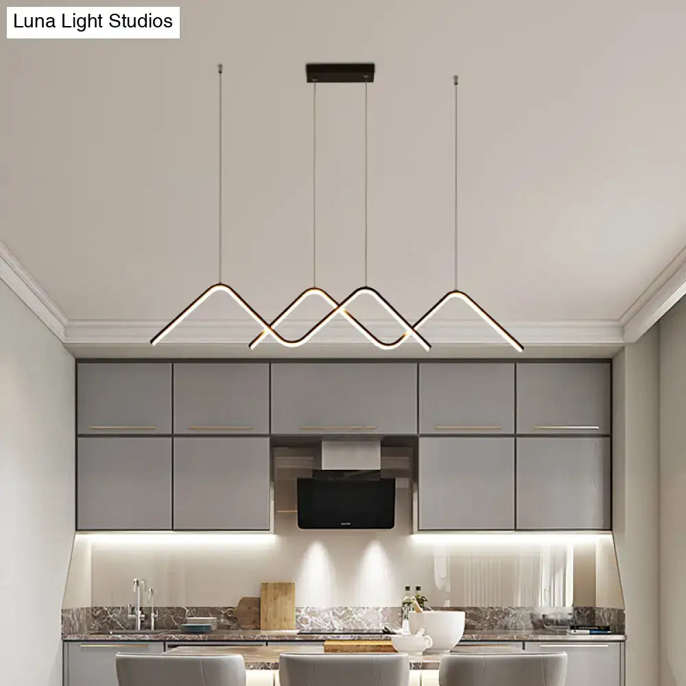 Modern geometric decorbites sleek zigzag suspension led ceiling lamp in black metal for restaurants 220v-240v 110v-120v