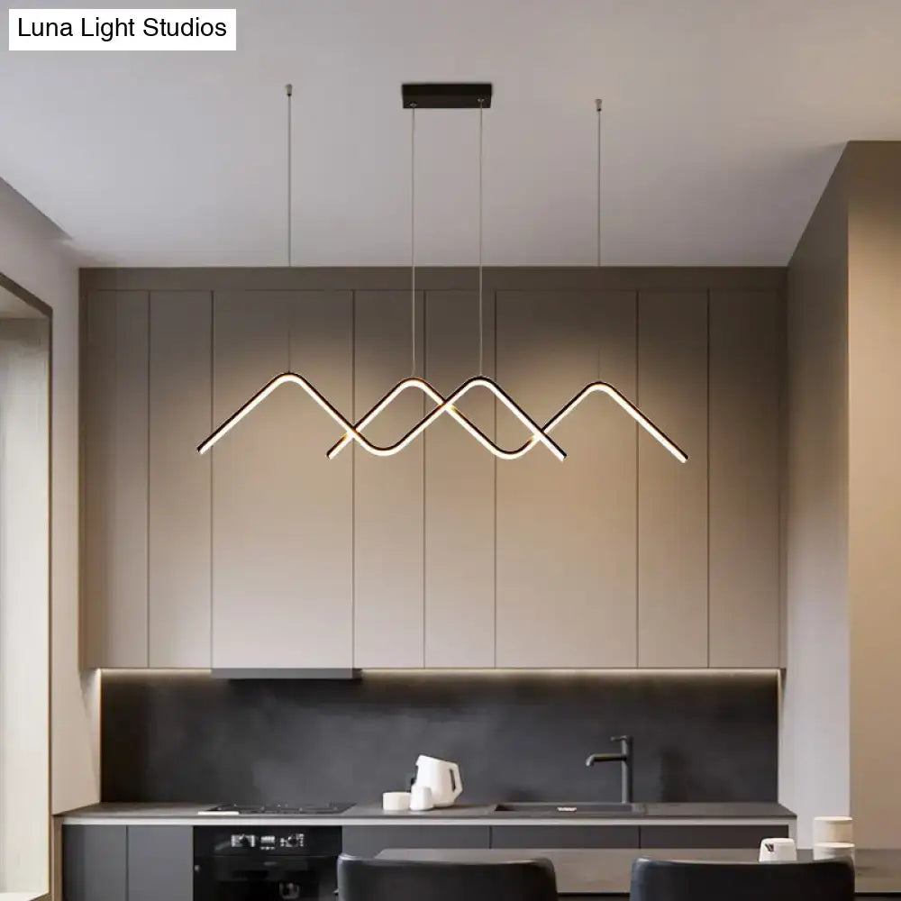Decorbites sleek zigzag suspension black metal ceiling lamp with warm white led illumination 220v-240v 110v-120v