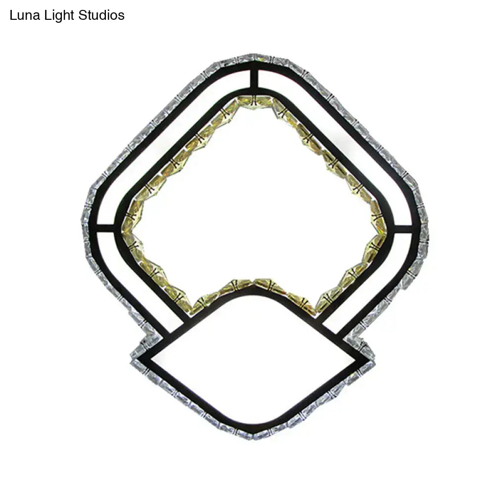 Modernist cut crystal led geometric wall sconce with black frame and clear accents for bedroom 220v-240v 110v-120v lighting