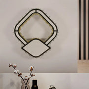 Modernist cut crystal led geometric wall sconce with black frame and embedded crystals for bedroom lighting 220v-240v 110v-120v