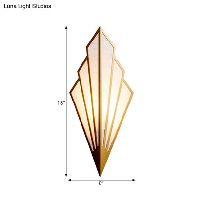 Modernist gold fan wall lamp art deco direct wired electric wall lamp with frosted glass 110v-120v metal frame