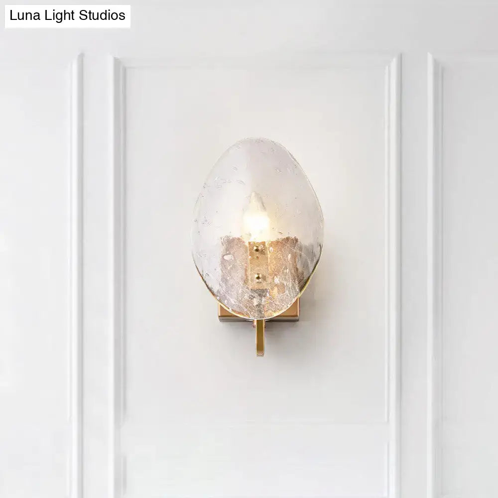 Elegant modernist gold glass shield wall lamp with textured translucent shade and e12 e14 bulb compatibility