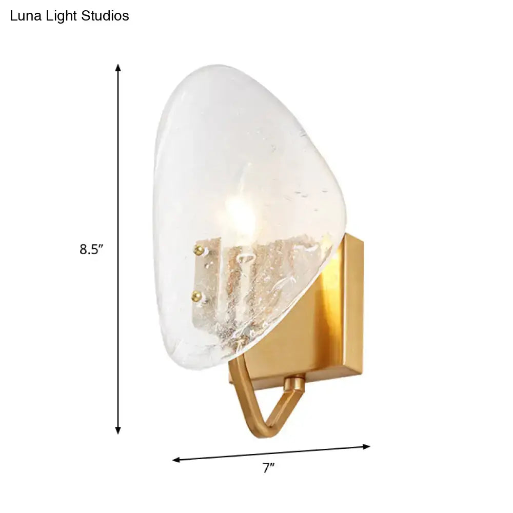Modernist gold wall lamp with translucent textured glass shield designed for e12 e14 bulb bedroom sconce lighting