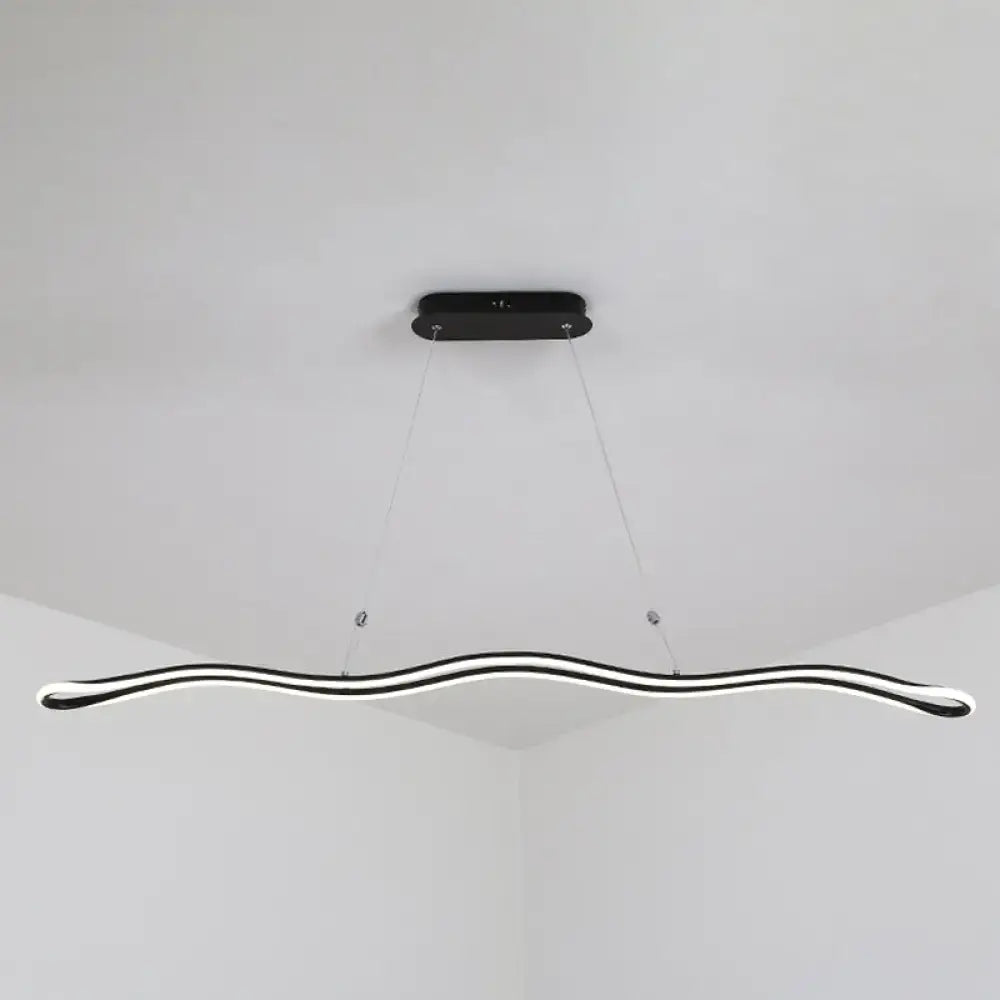 Black and white acrylic led island pendant light with sleek wavy design for dining room 110v-120v 220v-240v use