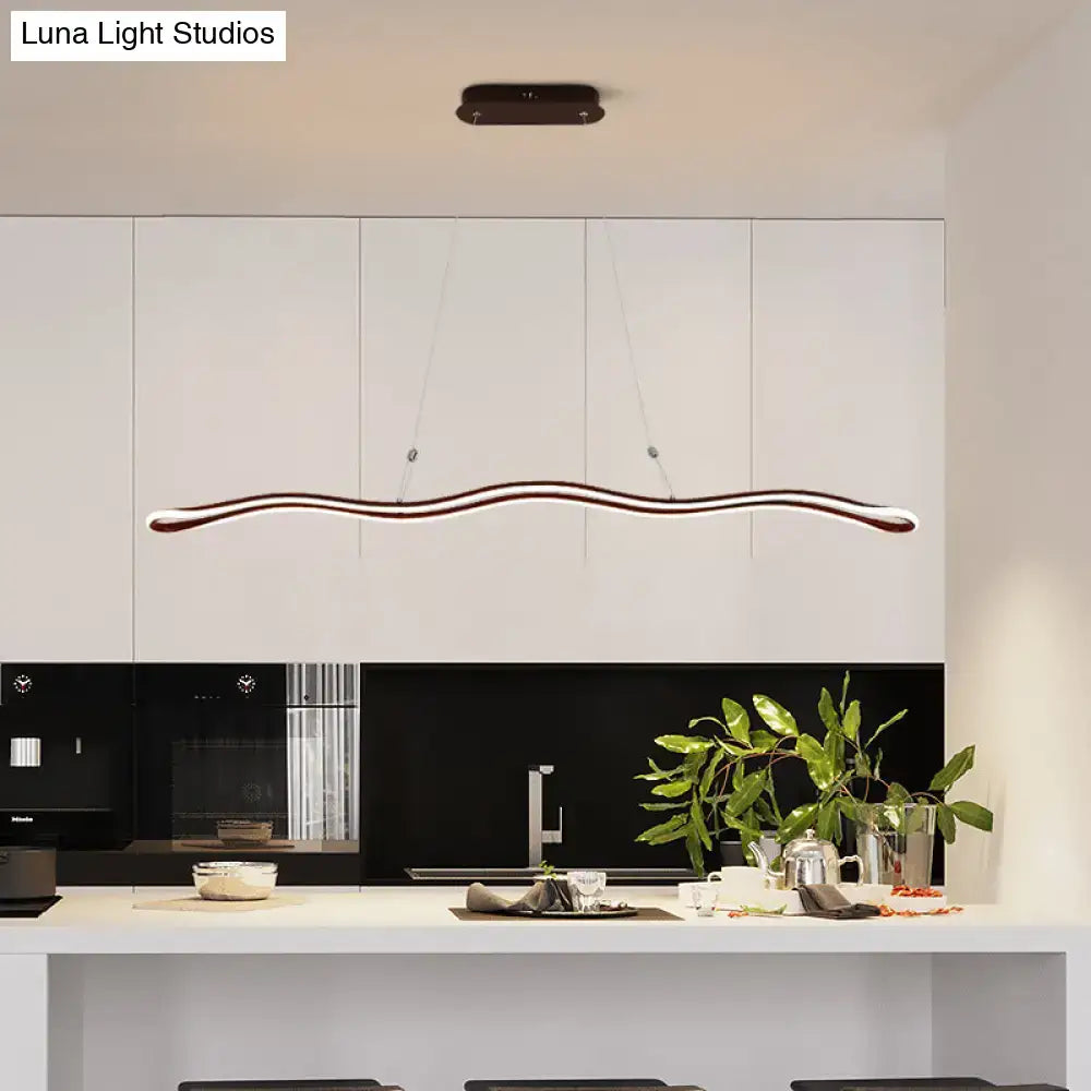 Decorbites modernist wavy strip led island pendant acrylic dining room light with warm ambient glow 110v-120v 220v-240v