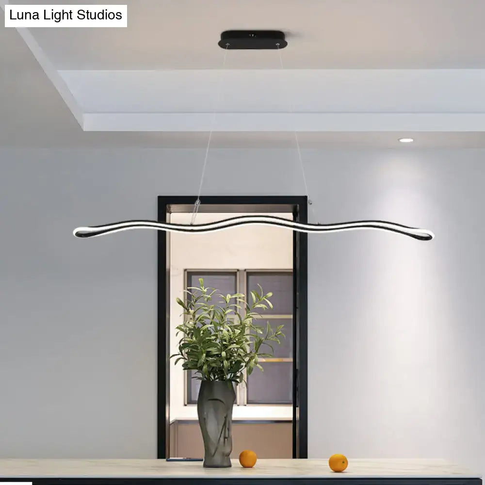 Modern black and white acrylic led island pendant light with sleek wavy design for dining room 110v-120v 220v-240v