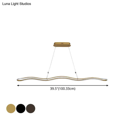 DecorBites modernist wavy strip led island pendant in gold acrylic metal for dining room 110v-120v 220v-240v lighting