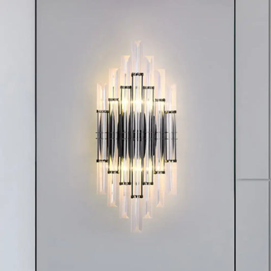 Modernist style black and clear acrylic wall light with geometric design and warm light for 110v-120v or 220v-240v use