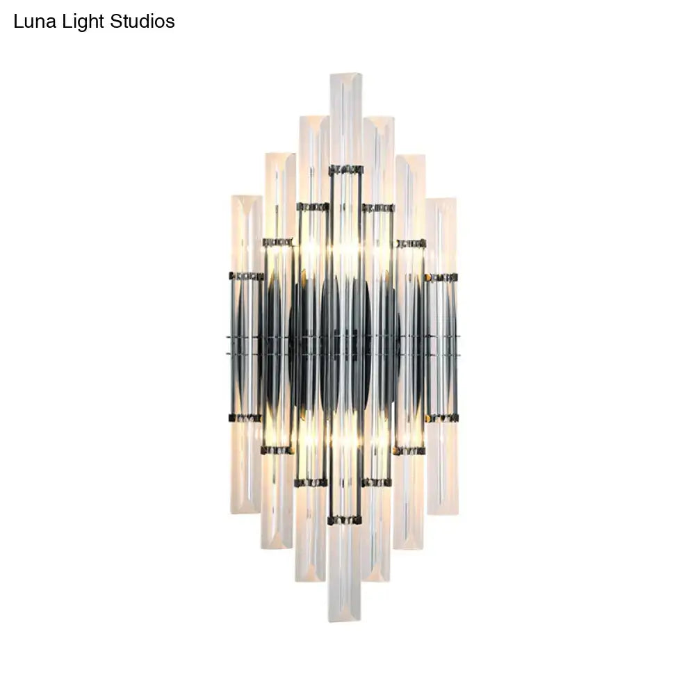 Modernist style black and clear acrylic wall light with frosted glass tubes and black metal frame 110v-120v wall light