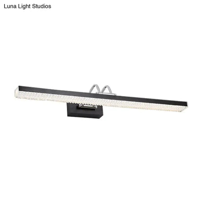 Modernist wall light with black and silver LED vanity sconce featuring crystal accents for bedroom use