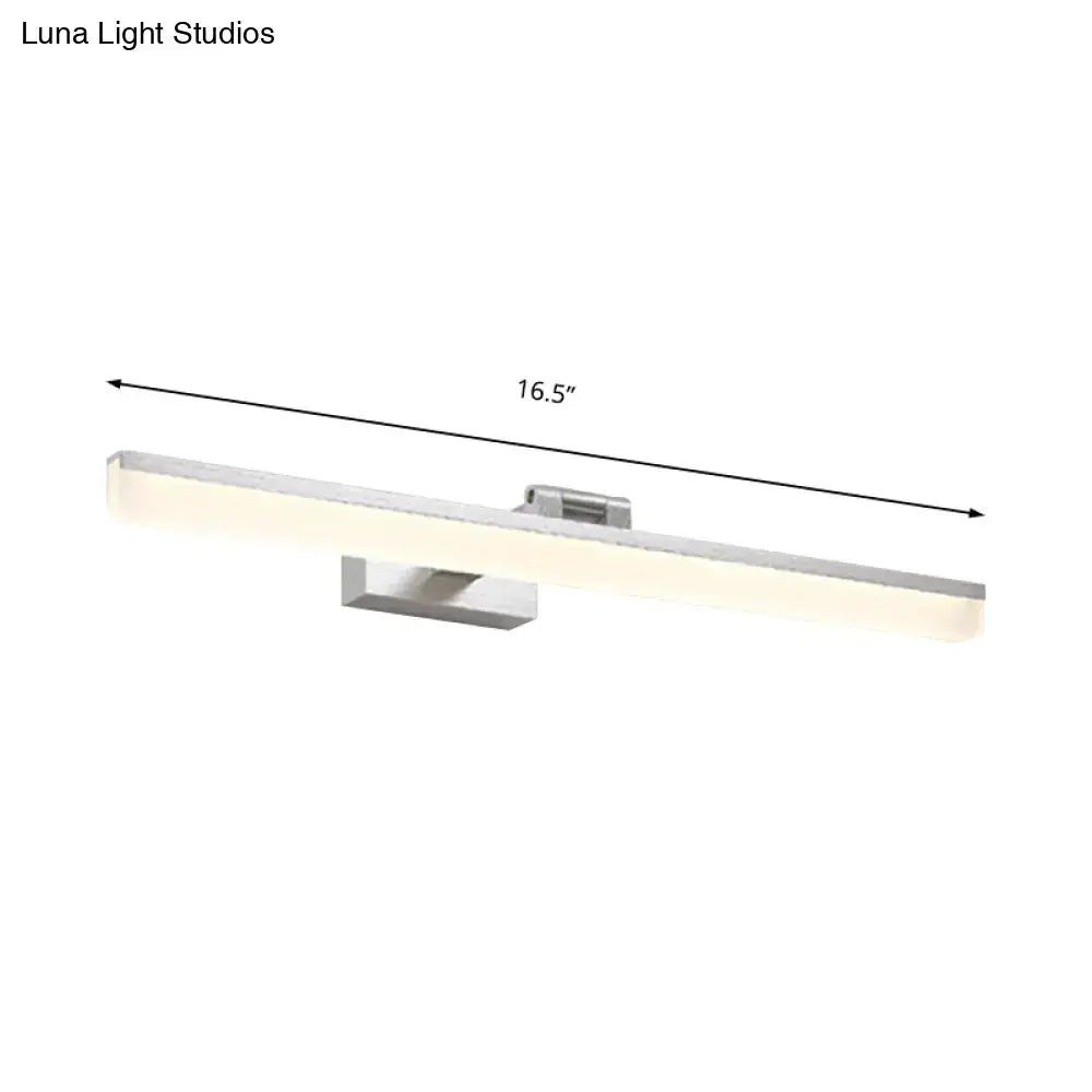 Modernist wall light silver finished with integrated diffuser panel 16.5 inch sleek rectangular LED bathroom fixture