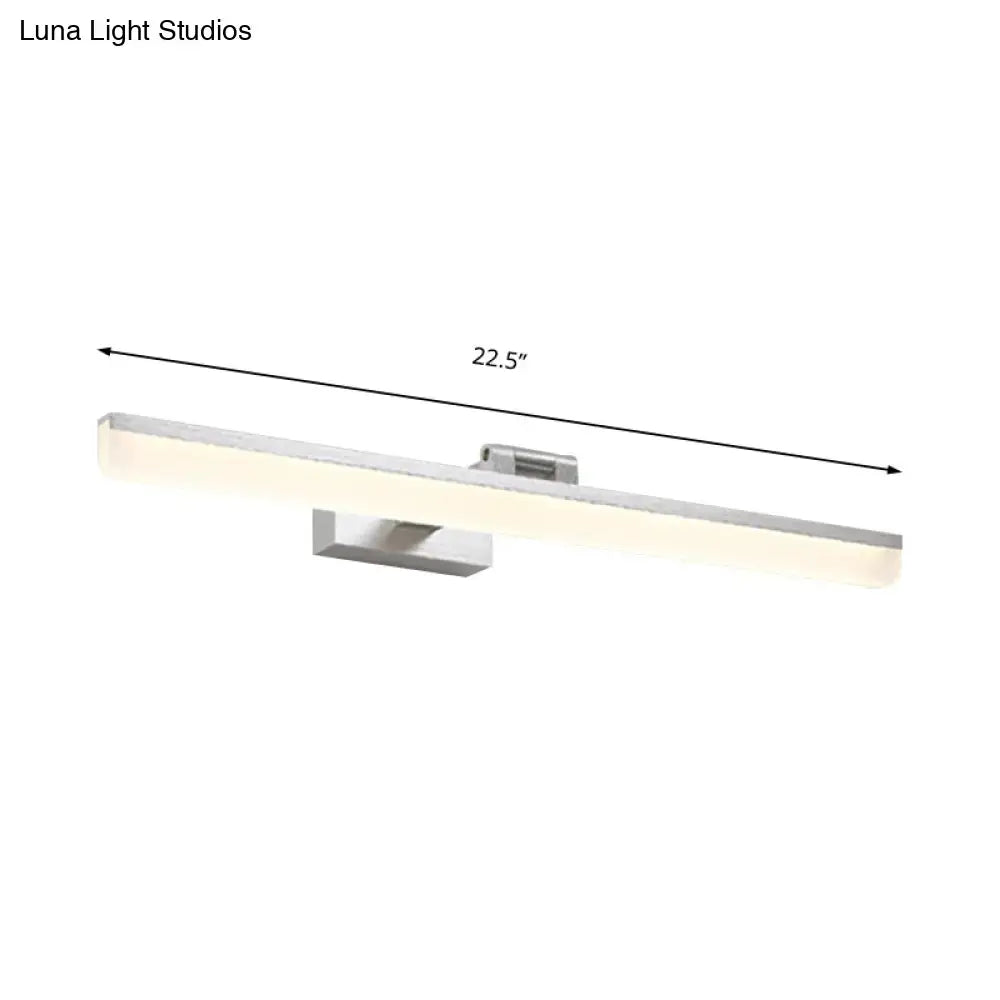 Modernist wall light with silver finish rectangular led fixture and crystal detail for bedroom vanity sconce lighting