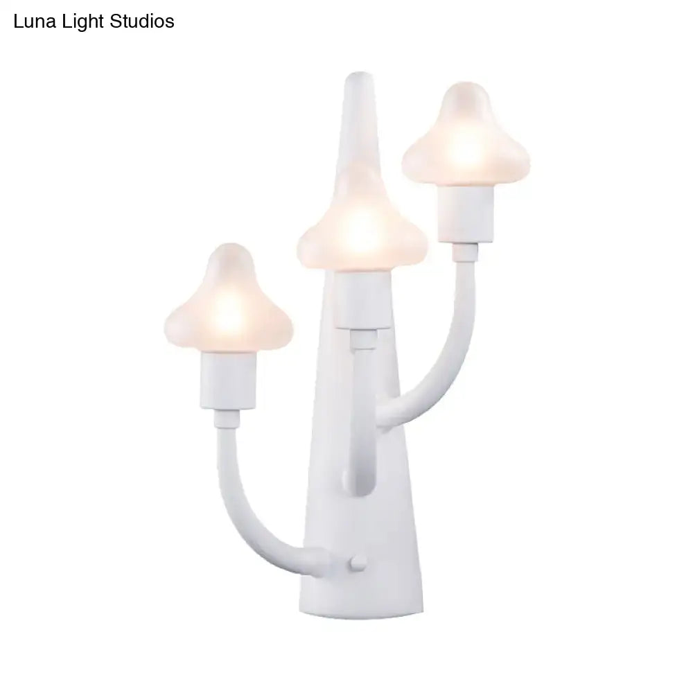 Modernist white ceramic mushroom opal glass sconce with frosted shades and curved arms for living room lighting