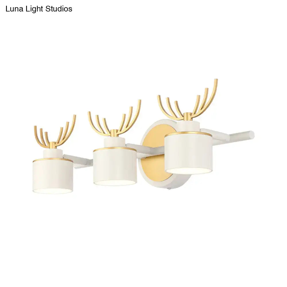 Modernist white and gold elk antler wall light sconce featuring drum wall light fixtures for bathroom 220v-240v use