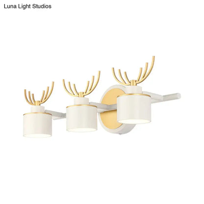 Modernist white and gold elk antler wall light sconce featuring drum wall light fixtures for bathroom 220v-240v use