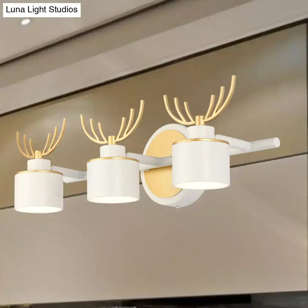 Modernist white and gold elk antler wall light sconce with cylindrical drum shades 220v-240v wall light sconce