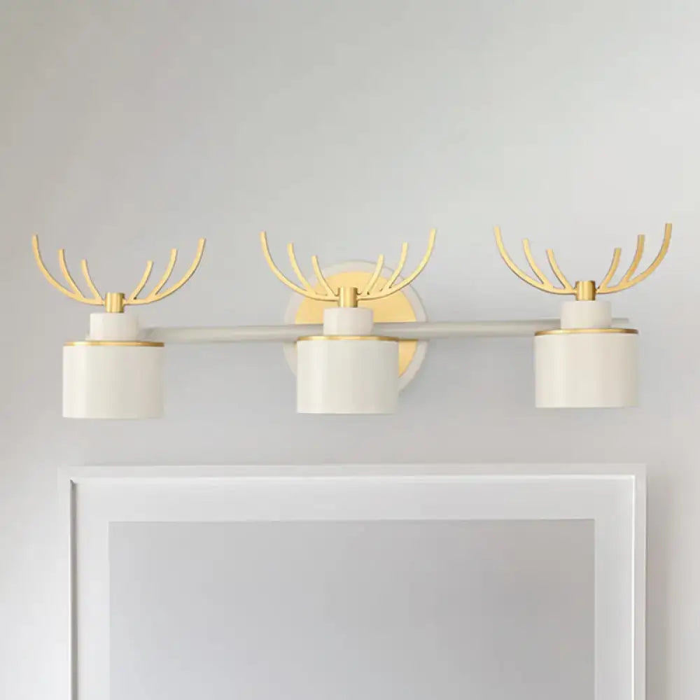 Modernist white and gold elk antler wall light sconce with cylindrical shades 220v-240v drum wall light for bathroom