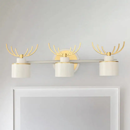 Modernist white and gold elk antler wall light sconce with cylindrical shades 220v-240v drum wall light for bathroom