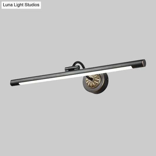 Modish black matte wall lamp with brass circular base swing arm vanity mirror light maximum bulb wattage 60w