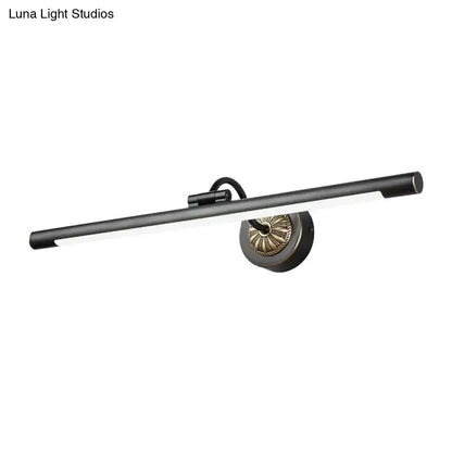Modish black matte wall lamp with vintage brass accent plate swing arm vanity mirror light maximum bulb wattage included