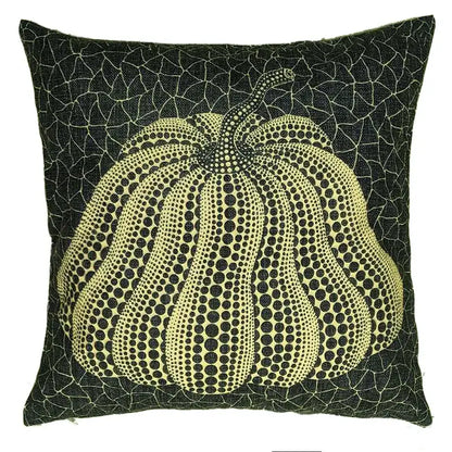 Black and cream dot-patterned decorbites cotton pumpkin pillowcase inspired by yayoi kusama for living room decor