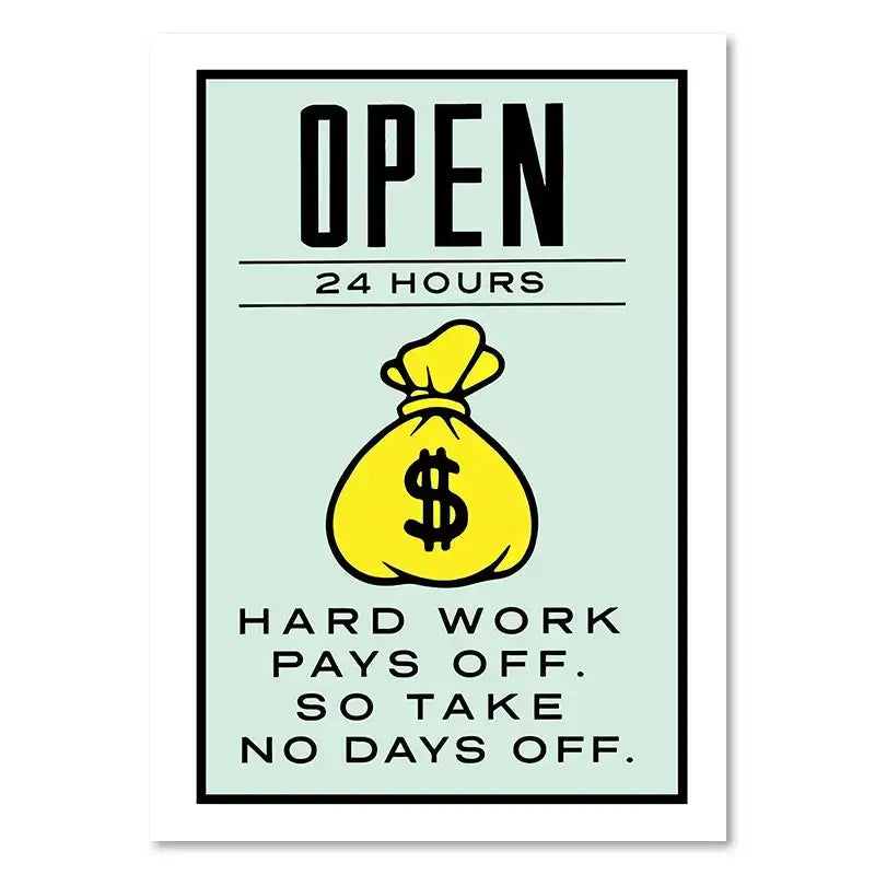 Decorbites™ dollar millionaire canvas painting featuring a yellow money bag with a motivational quote wall art design