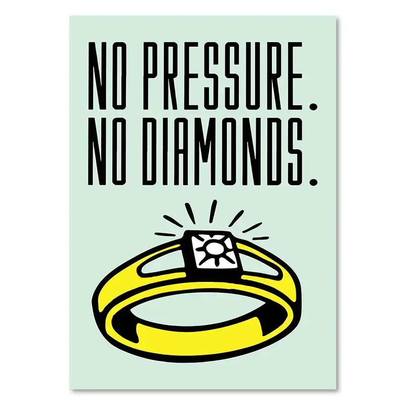 Yellow cartoon ring with square diamond centerpiece featured in decorbites™ dollar millionaire motivational cartoon canvas wall art