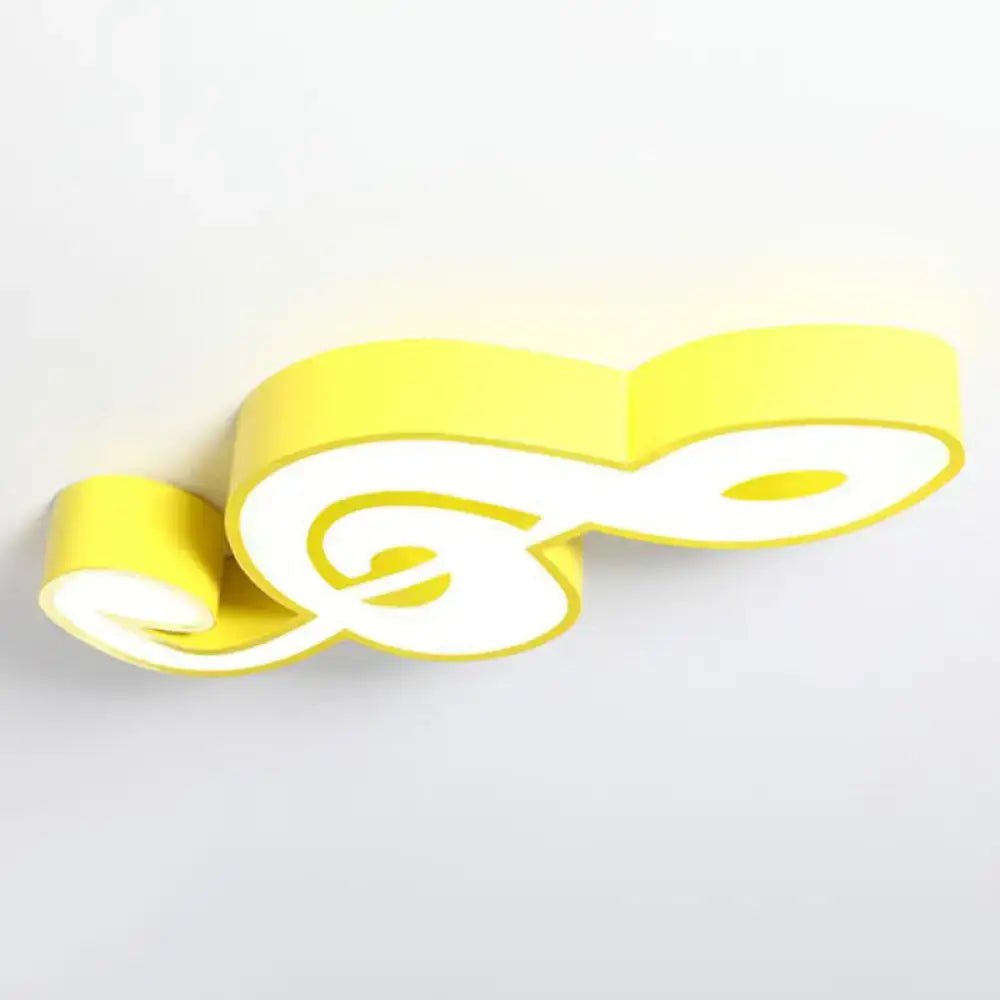 Yellow and white acrylic musical note led ceiling light fixture designed for kindergarten use