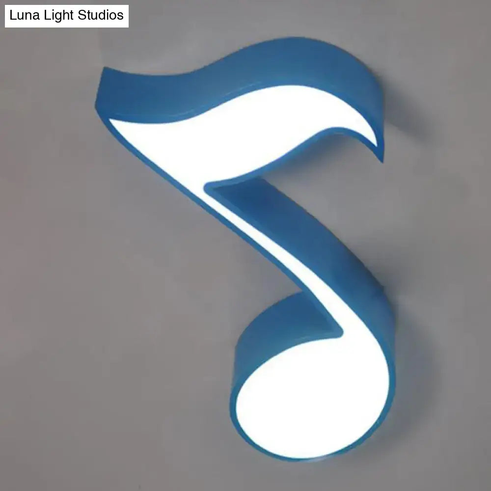 Blue illuminated acrylic musical note led ceiling light fixture designed for kindergarten multicolor decor