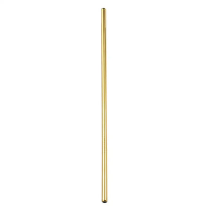 A sleek gold stainless steel reusable straw with a smooth cylindrical design from a multicolor straws set