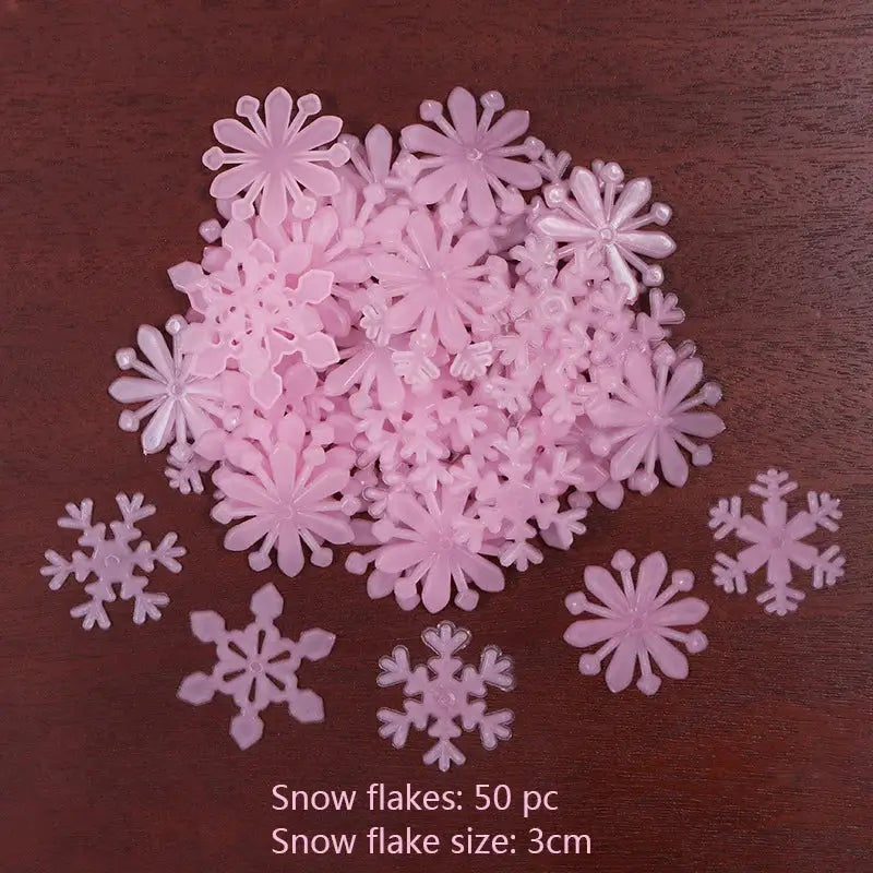 Pink plastic snowflakes set of 50 pieces for stars glow dark wall stickers bedroom luminous decor