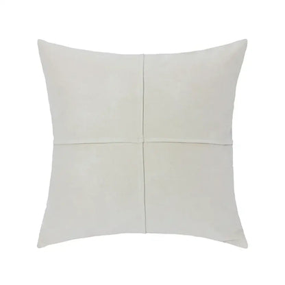 Cream-colored suede pillow cover with subtle cross faux stitch design perfect for decorbites cross faux suede decor