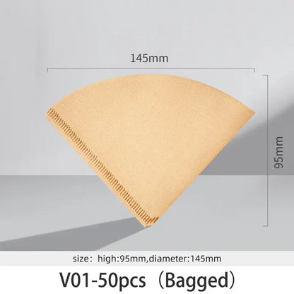 Beige cone coffee filter paper with stitched edge 145mm diameter 95mm high natural brown decorbites filter papers