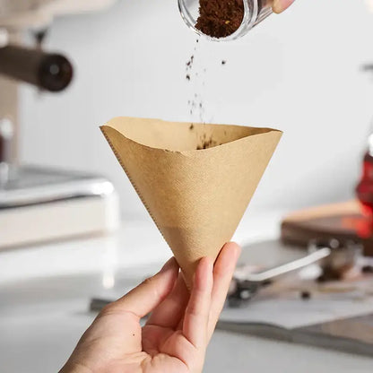 Natural brown cone coffee filter paper made of filter papers for kitchen use and decorbites coffee filter accessory