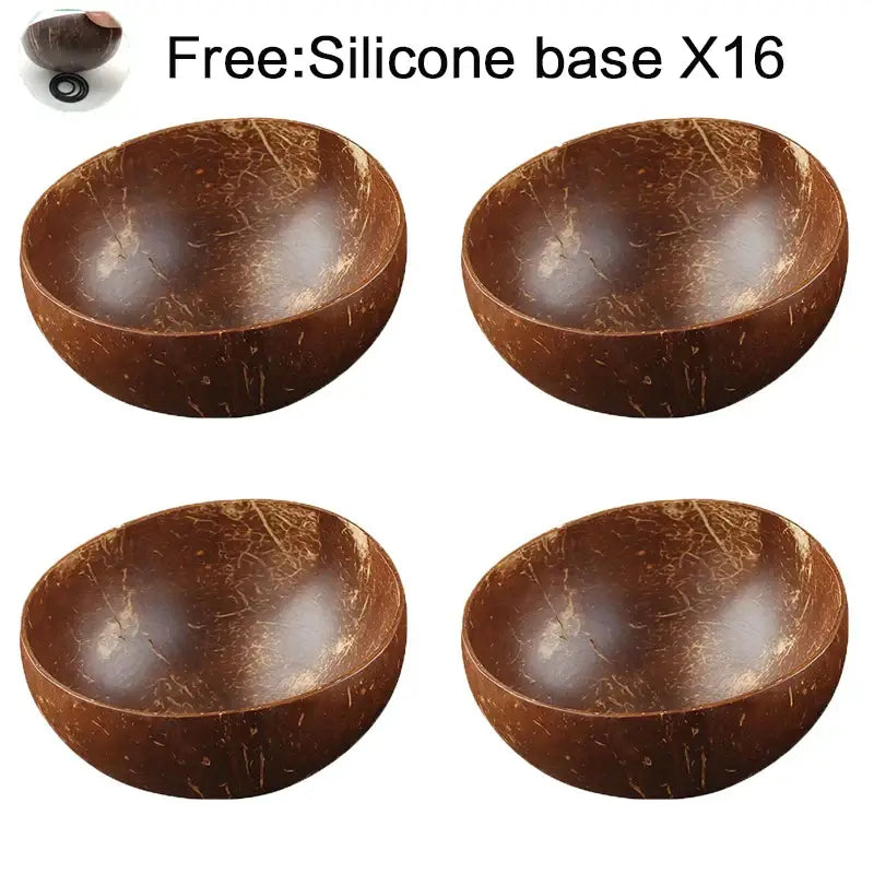 Natural dark brown coconut bowl set with textured handcrafted surfaces for kitchen decorbites coconut bowl use